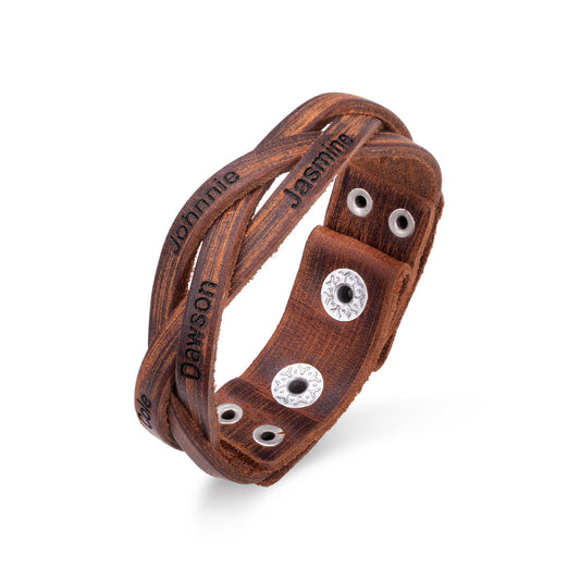 Weaved Leather Text Bracelet – Customizable Gift