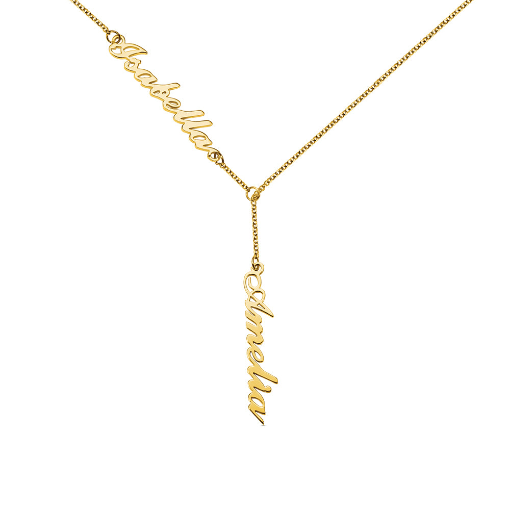 Two Names Y-Shaped Necklace- Silver 925