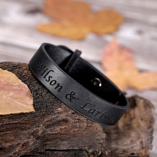 Personalized Leather Bracelet for Men – Custom Gift
