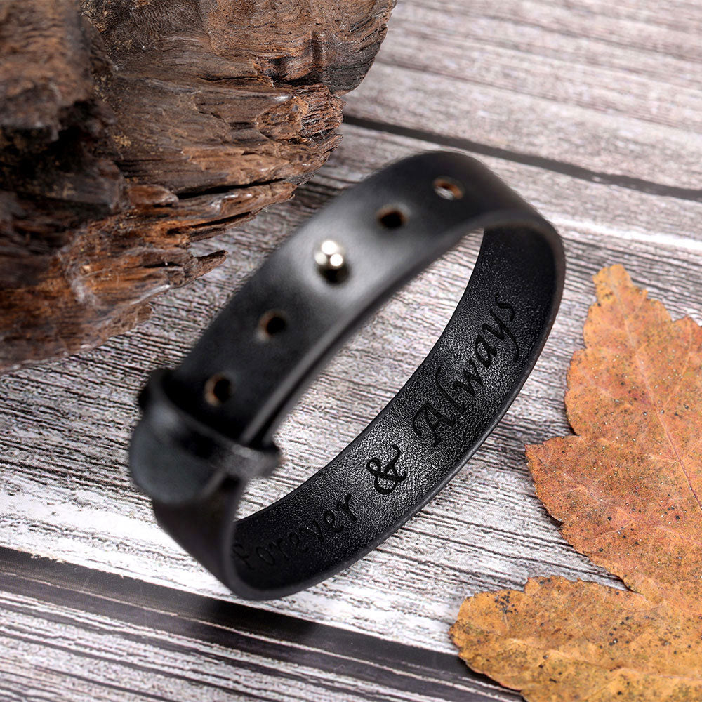 Personalized Leather Bracelet for Men – Custom Gift
