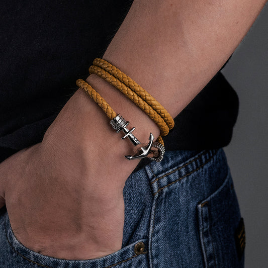 Anchor Leather Bracelet