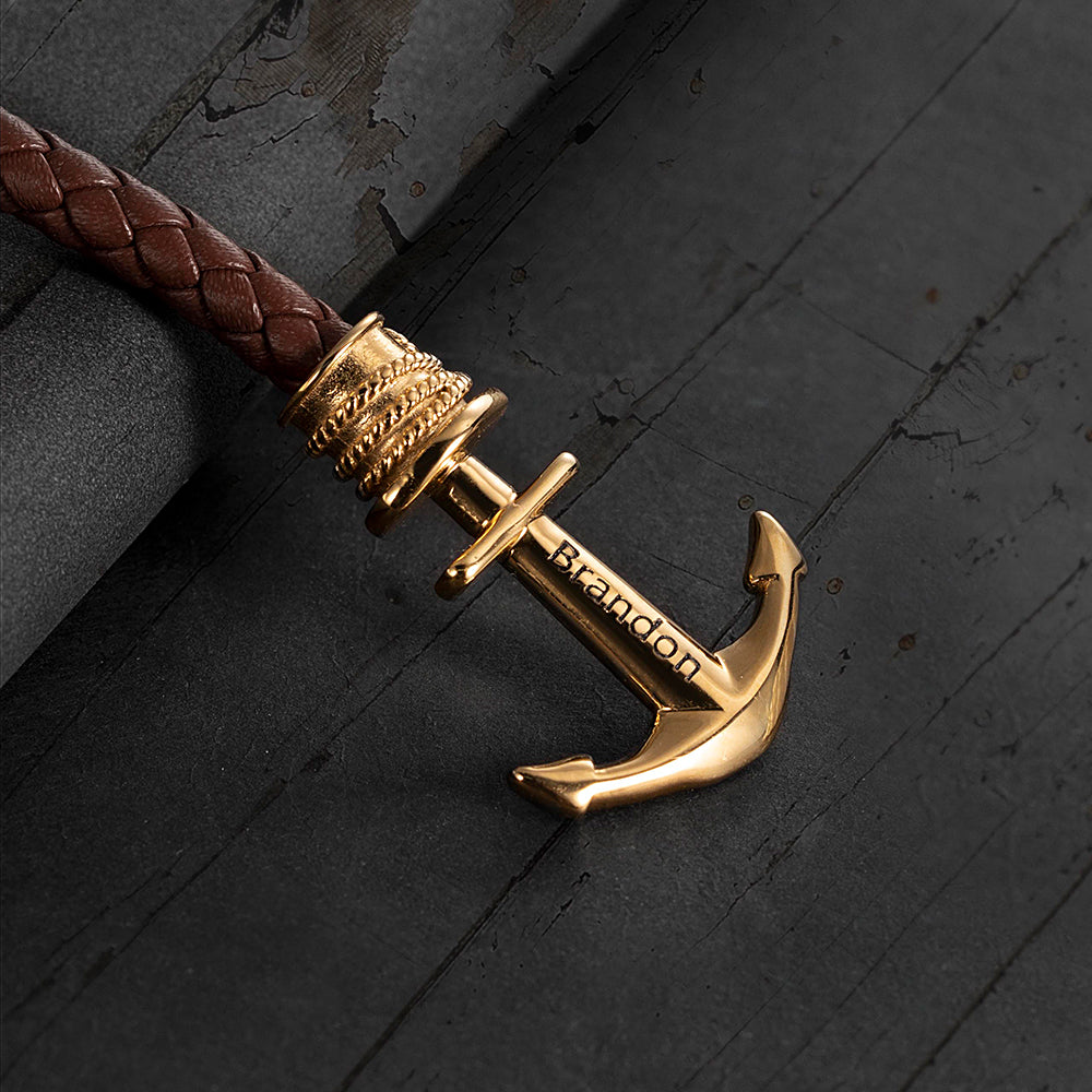 Anchor Leather Bracelet