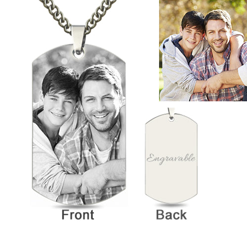 Father & Son Photo Dog Tag Necklace – Titanium Steel