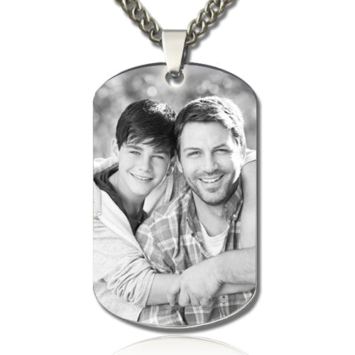 Father & Son Photo Dog Tag Necklace – Titanium Steel