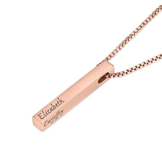 Custom 4-Sided Engraved Bar Necklace – Personalized Gift