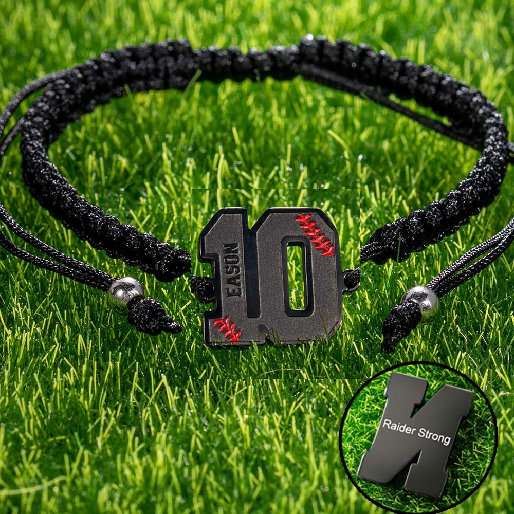Baseball Name & Number Bracelet – Custom Braided Gift