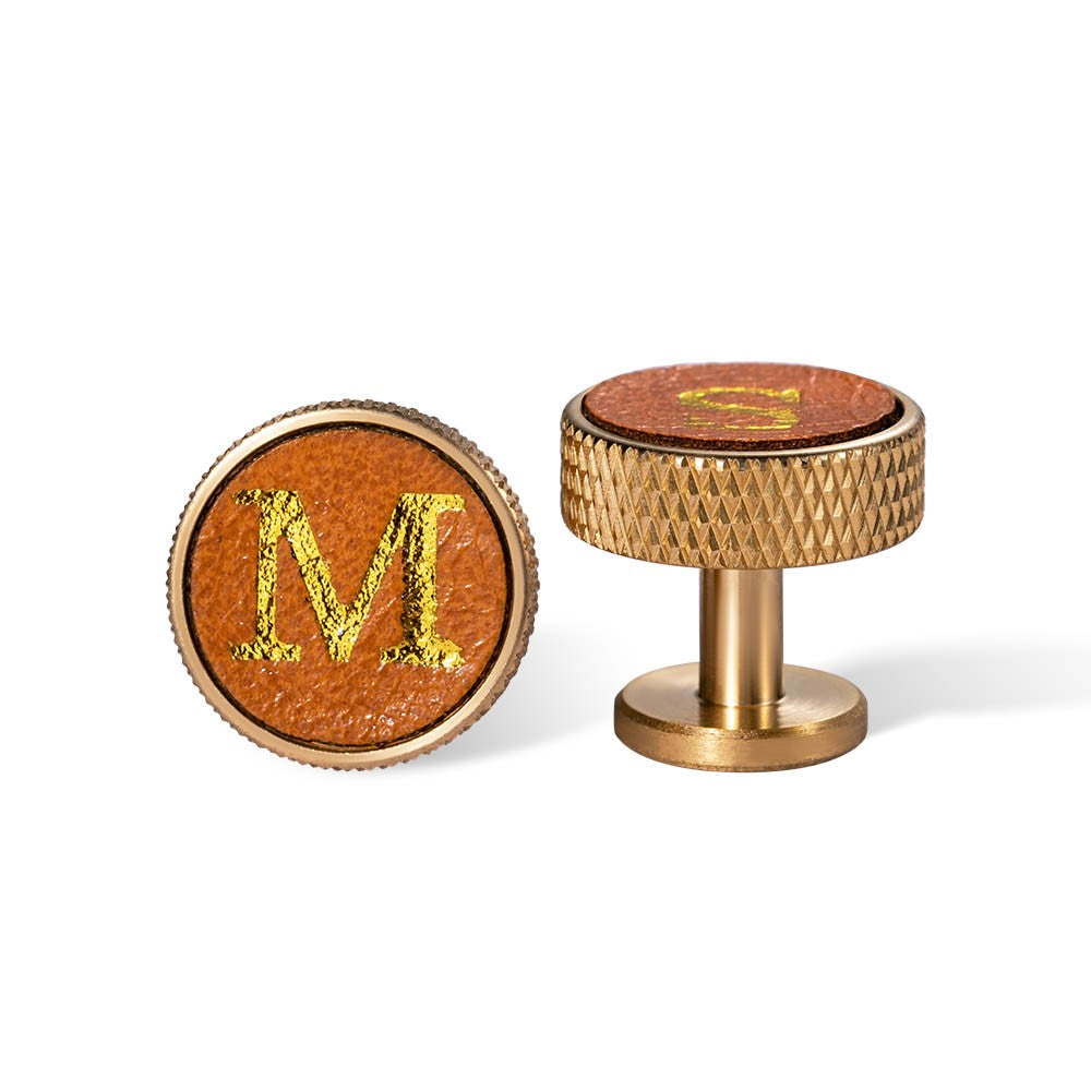 Brass Initial Leather Cufflinks – Monogram Gift for Him