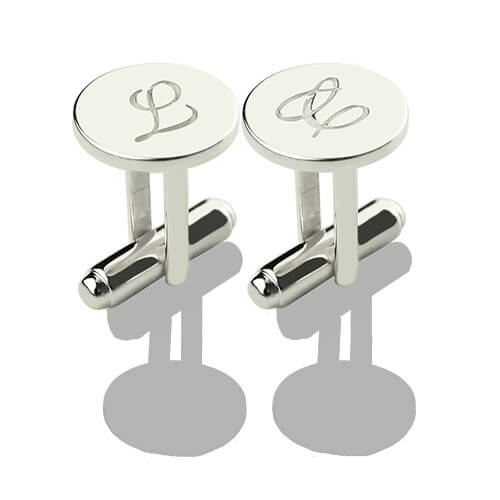 Sterling Silver Circle Initial Cufflinks – Custom Monogram