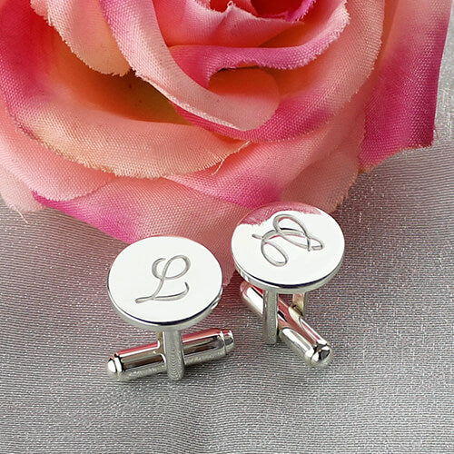 Sterling Silver Circle Initial Cufflinks – Custom Monogram