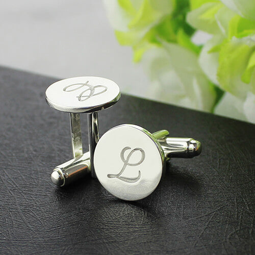 Sterling Silver Circle Initial Cufflinks – Custom Monogram