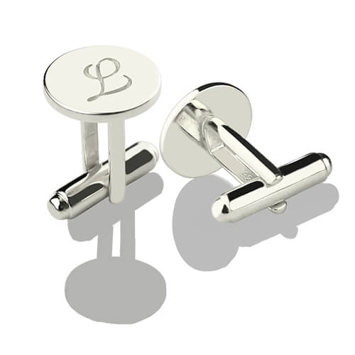 Sterling Silver Circle Initial Cufflinks – Custom Monogram