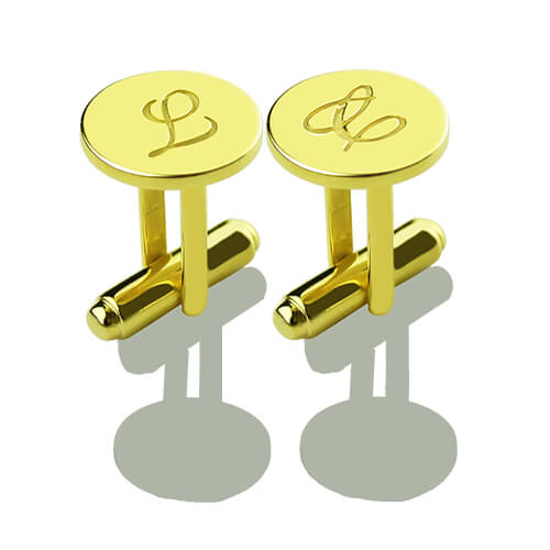 Sterling Silver Circle Initial Cufflinks – Custom Monogram