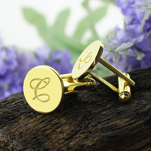 Sterling Silver Circle Initial Cufflinks – Custom Monogram