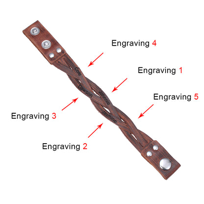 Weaved Leather Text Bracelet – Customizable Gift