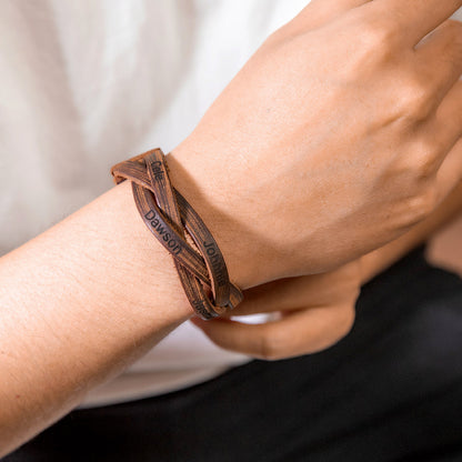 Weaved Leather Text Bracelet – Customizable Gift