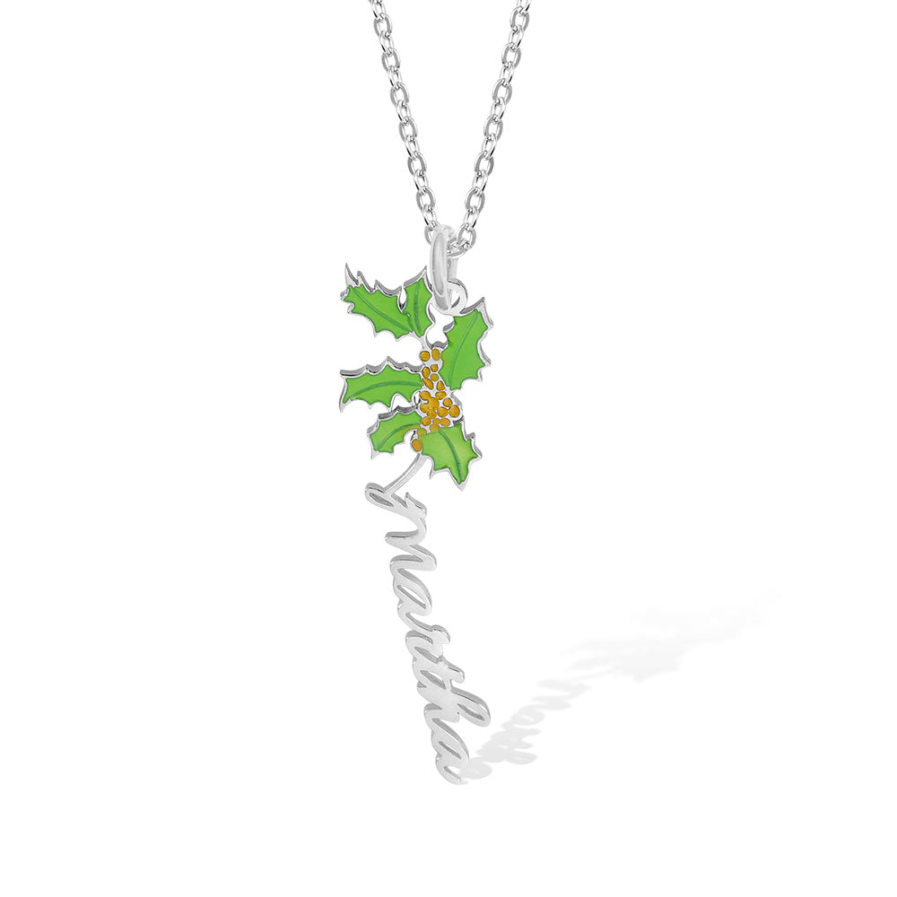 Custom Birth Flower Name Necklace