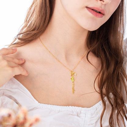 Custom Birth Flower Name Necklace