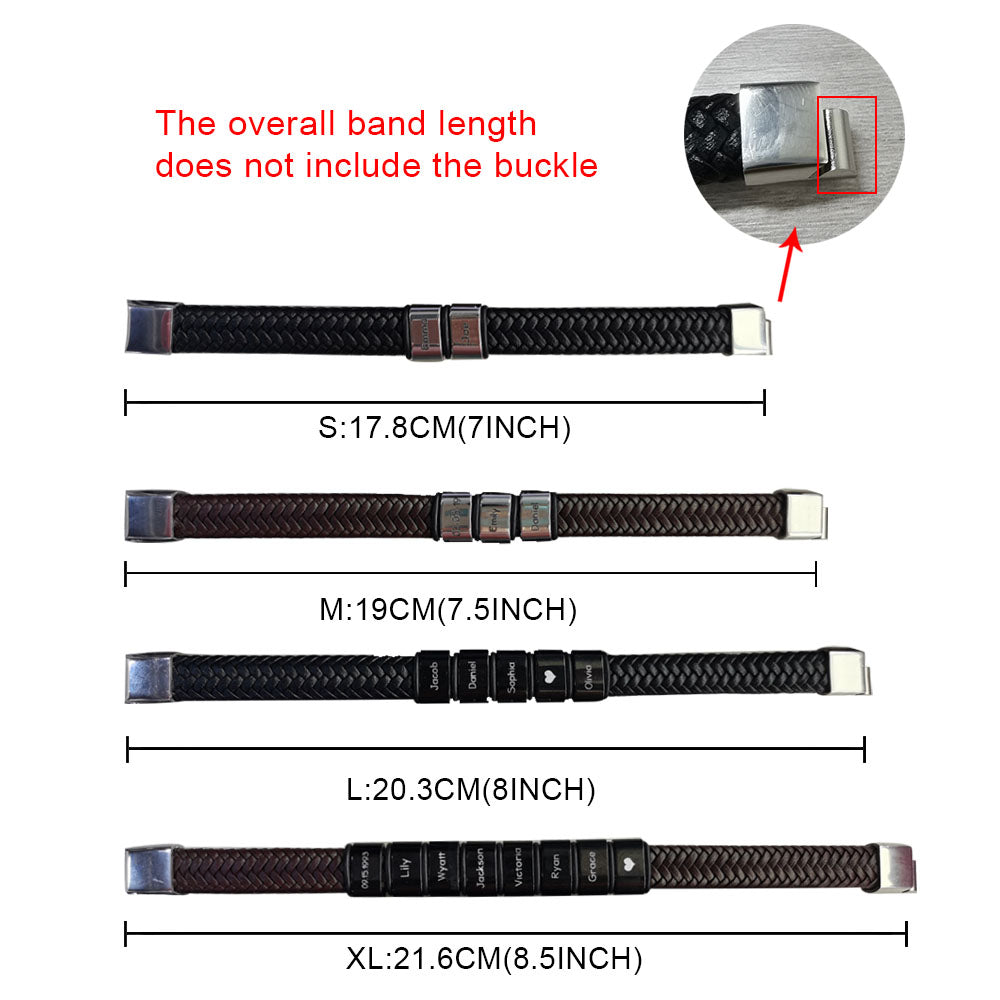 Men’s Custom Beaded Leather Bracelet – Personalized Gift
