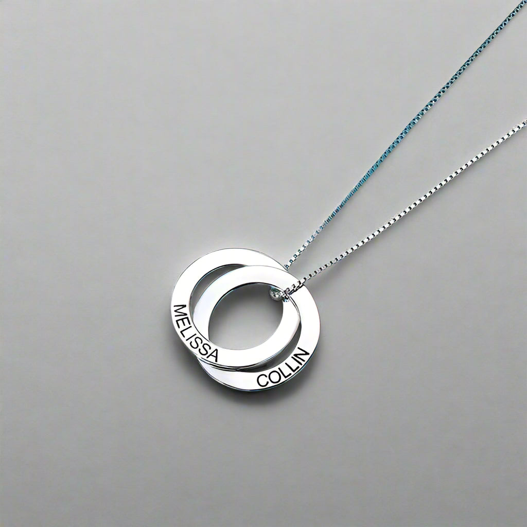 Engraved Russian Ring Necklace Sterling Silver