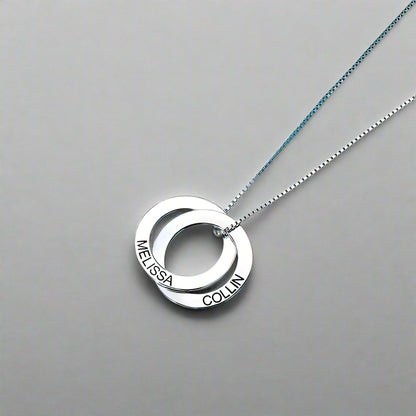 Engraved Russian Ring Necklace Sterling Silver