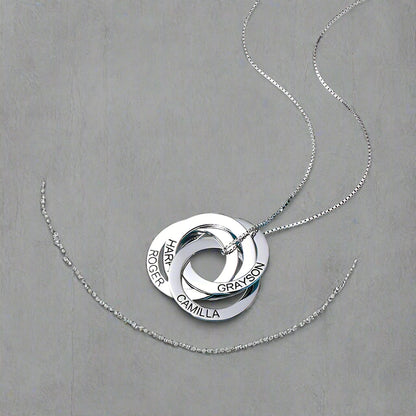 Engraved Russian Ring Necklace Sterling Silver