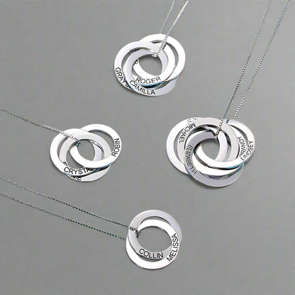 Engraved Russian Ring Necklace Sterling Silver