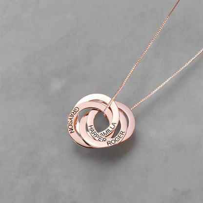Engraved Russian Ring Necklace Sterling Silver