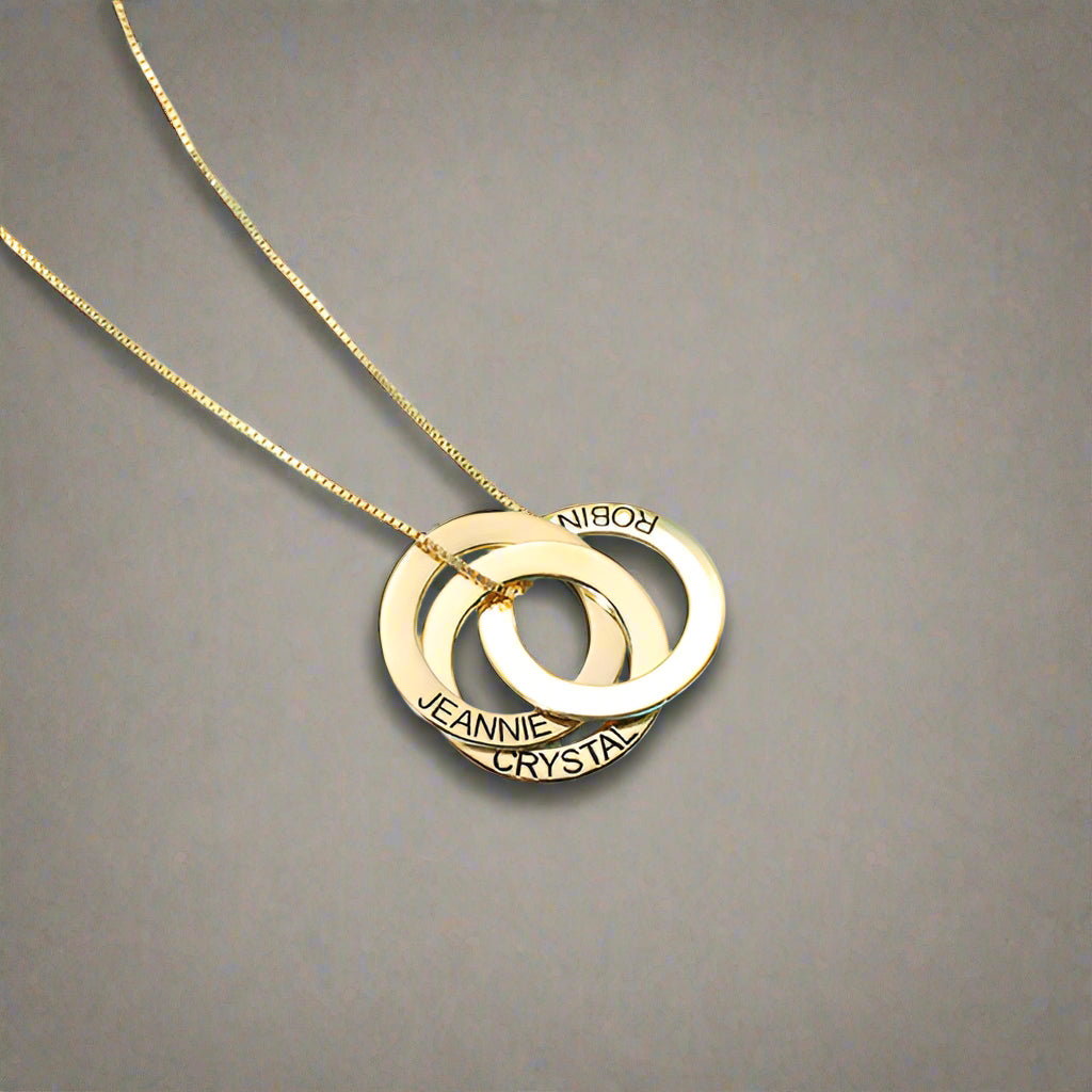 Engraved Russian Ring Necklace Sterling Silver
