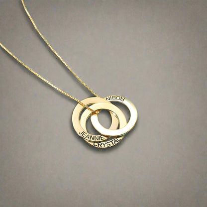 Engraved Russian Ring Necklace Sterling Silver