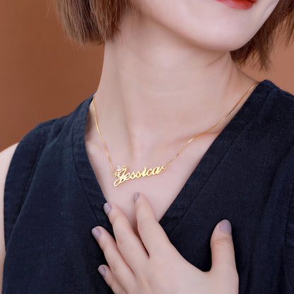 Silver Crown Name Necklace with Birthstone – Custom Jewelry