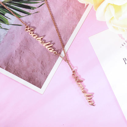 Two Names Y-Shaped Necklace