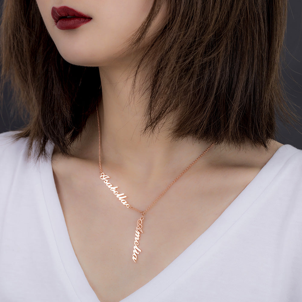 Two Names Y-Shaped Necklace