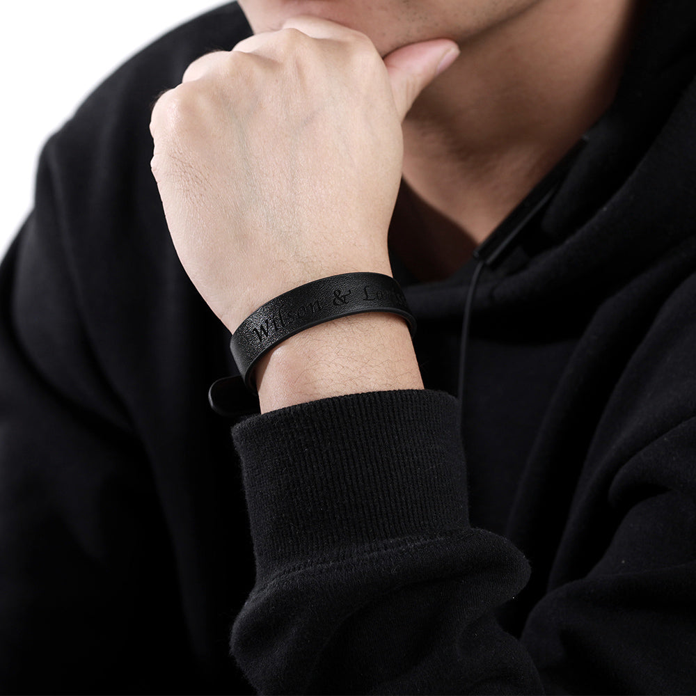 Personalized Leather Bracelet for Men – Custom Gift
