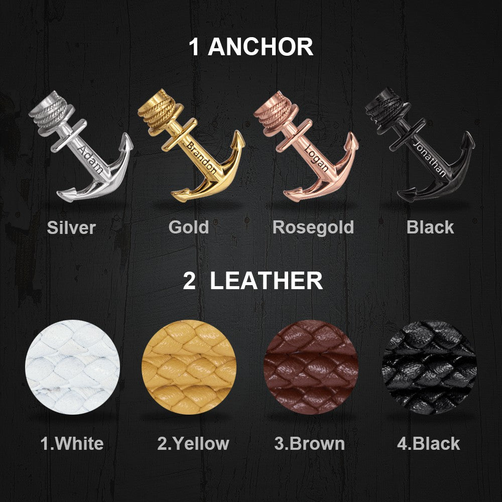Anchor Leather Bracelet