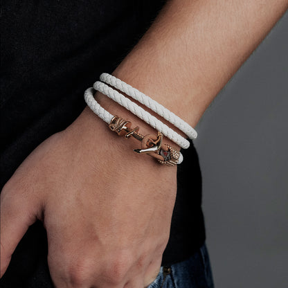 Anchor Leather Bracelet