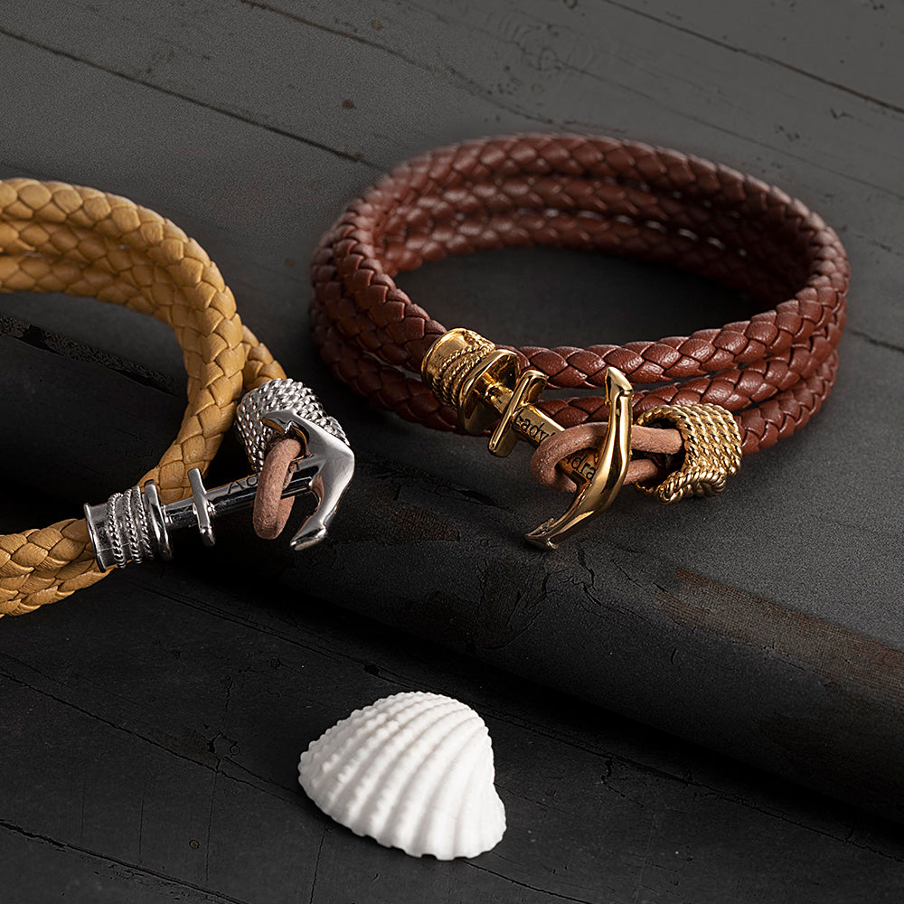 Anchor Leather Bracelet