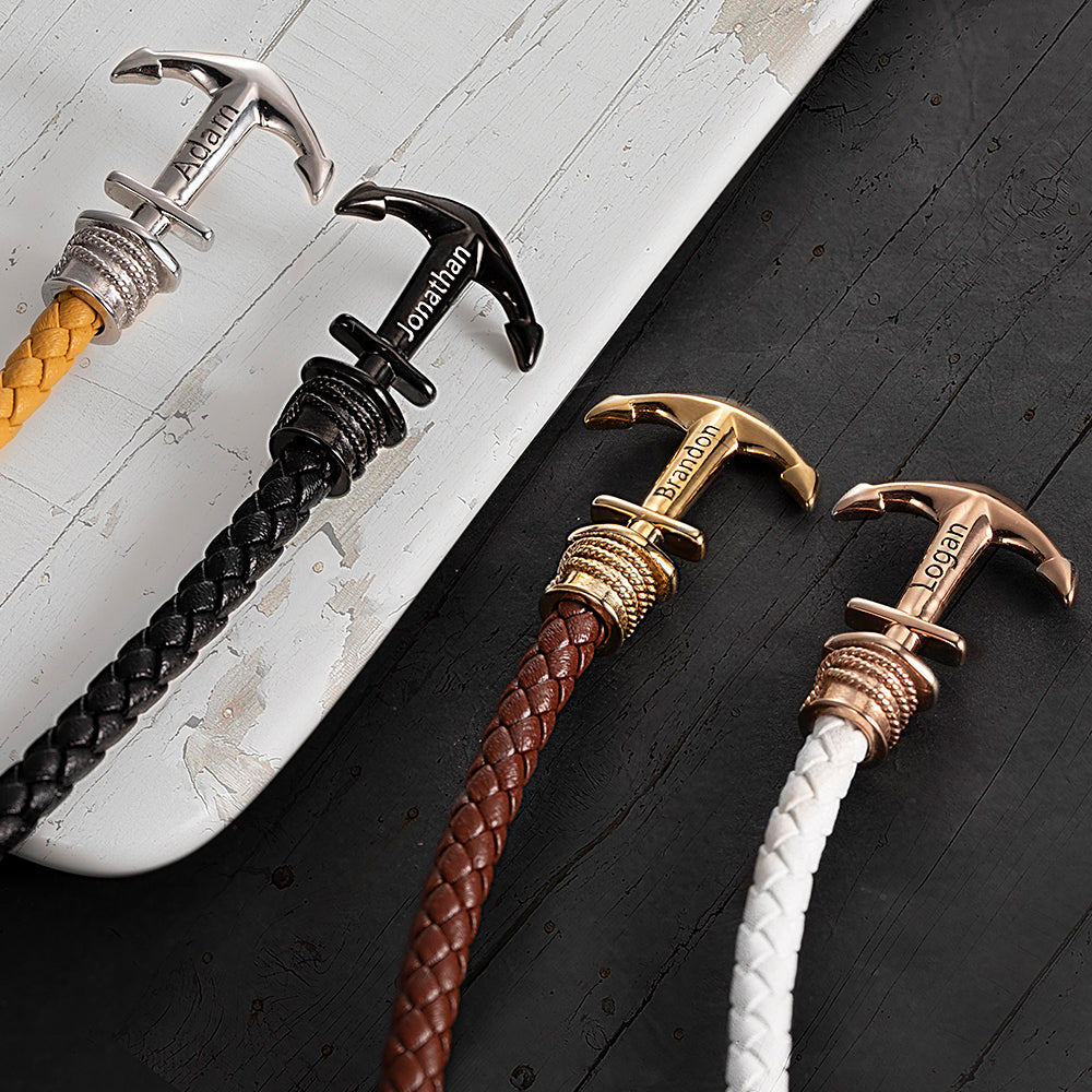 Anchor Leather Bracelet