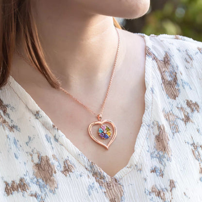 Two Heart Birthstone Necklace – Engraved Name Pendant