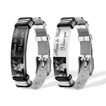 Men’s Photo ID Bracelet – Personalized Engraved Bar