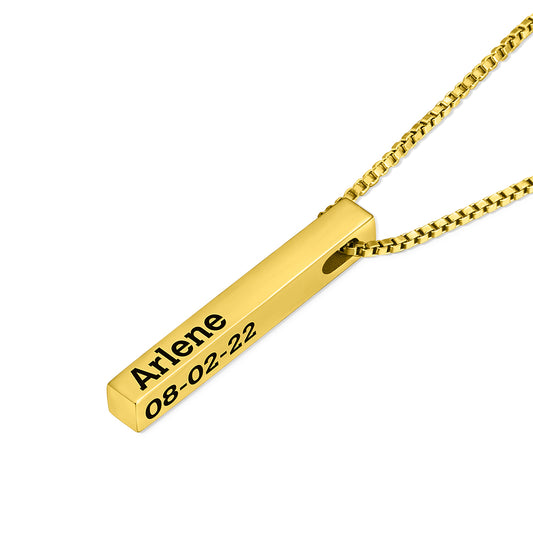 Custom 4-Sided Engraved Bar Necklace – Personalized Gift