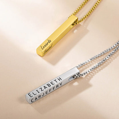 Custom 4-Sided Engraved Bar Necklace – Personalized Gift