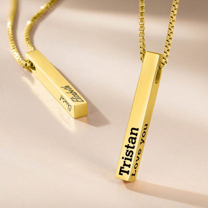 Custom 4-Sided Engraved Bar Necklace – Personalized Gift
