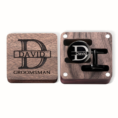 Engraved Cufflinks with Box – Groomsmen Gift for Him
