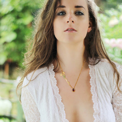 Birth Flower & Stone Name Necklace – 925 Silver Custom Gift