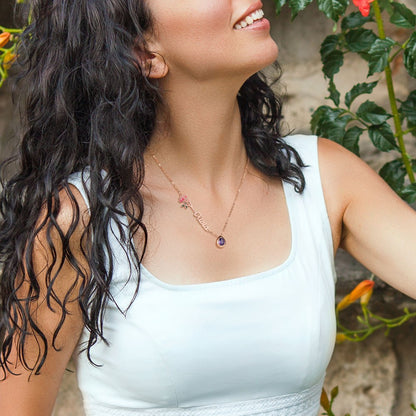 Birth Flower & Stone Name Necklace – 925 Silver Custom Gift