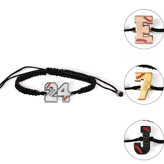 Baseball Name & Number Bracelet – Custom Braided Gift