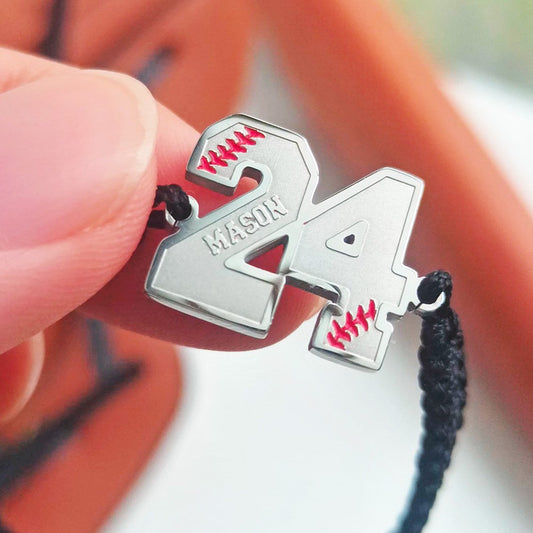 Baseball Name & Number Bracelet – Custom Braided Gift