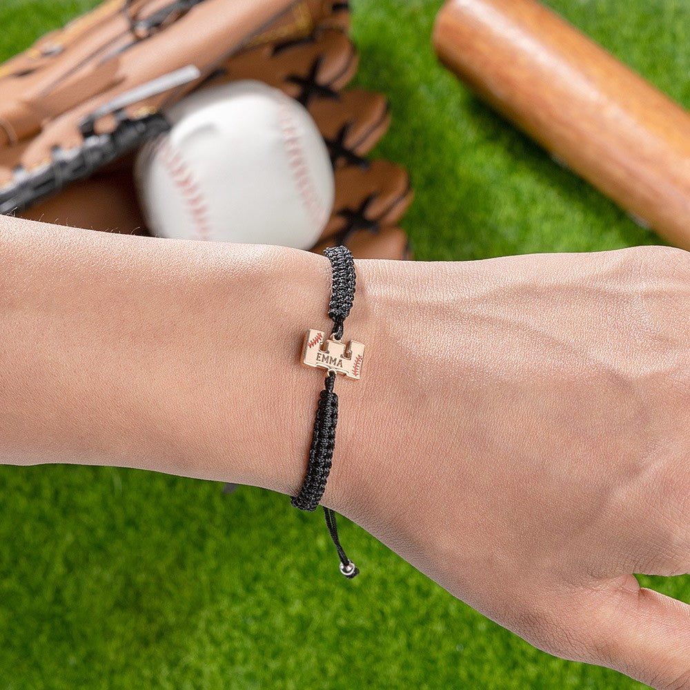 Baseball Name & Number Bracelet – Custom Braided Gift