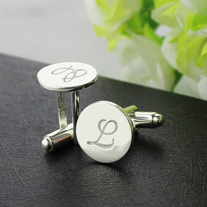 Sterling Silver Circle Initial Cufflinks – Custom Monogram
