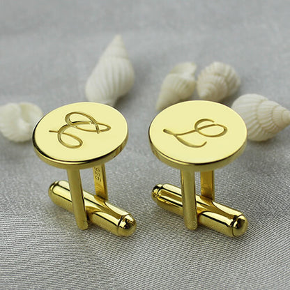 Sterling Silver Circle Initial Cufflinks – Custom Monogram